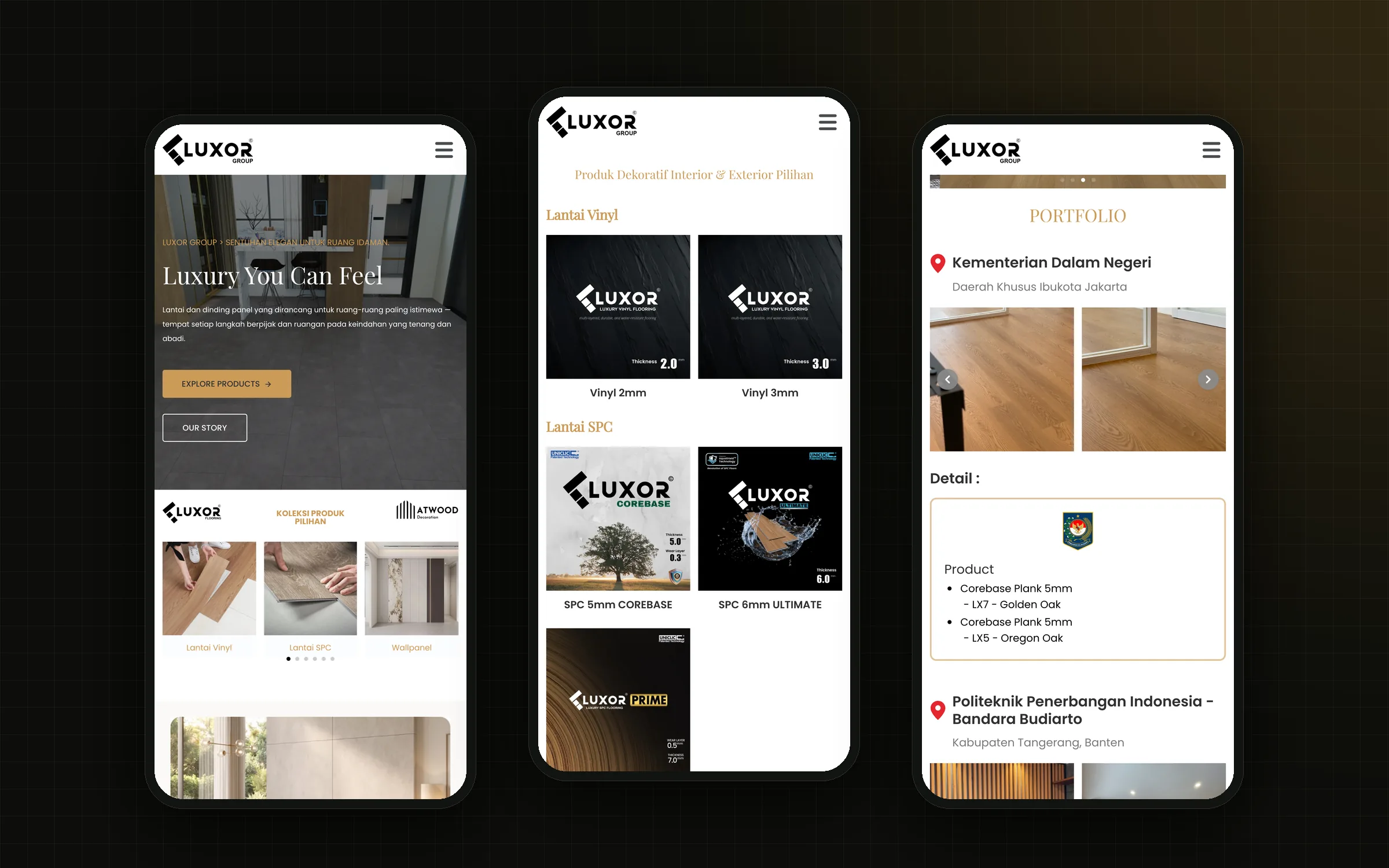 Luxor Flooring — Mobile view