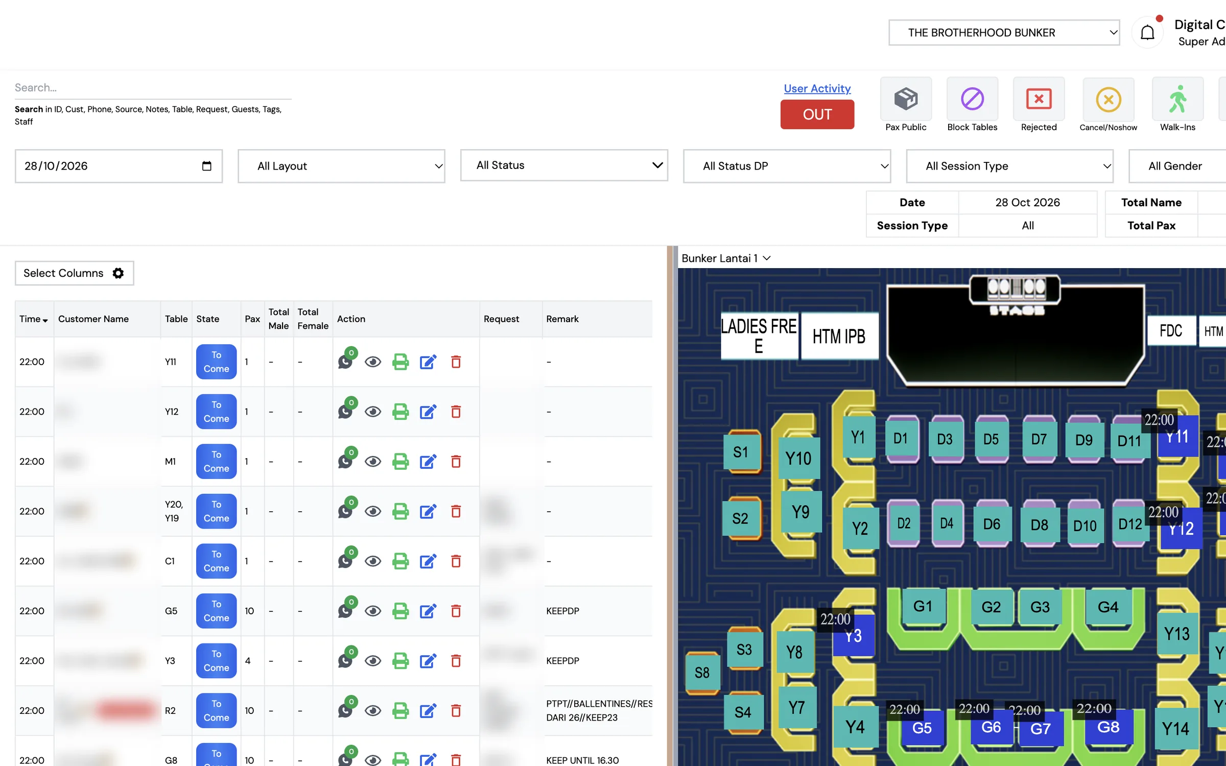 TAN Rewards V2 — Reservations & table floor plan